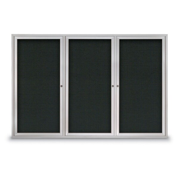 30"x36" 1-Door Enclosed Outdoor Letterboard, Black Felt/Satin Alum